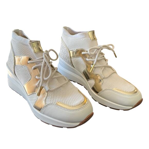 Michael Kors White Markie Wedge Heel Bootie Sneakers Size 9 - Picture 2 of 8